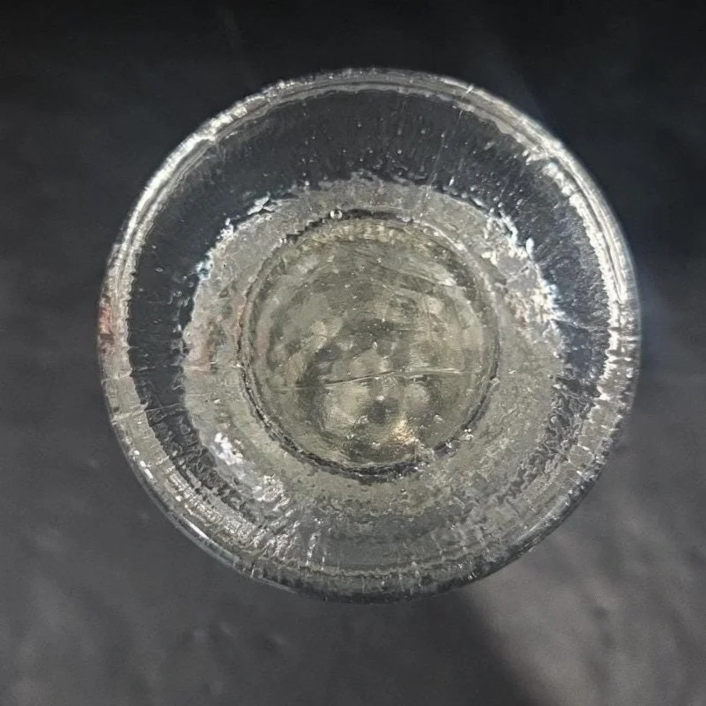 Pukeberg Sweden Three-Ring Pressed Glass Candlestick, Scandinavian Candle Holder